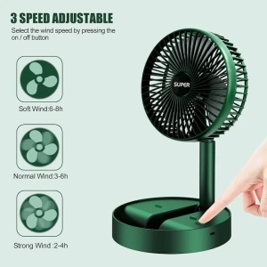 Ventilator portabil telescopic cu 3 viteze si acumulator - Img 2