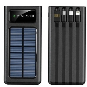 Baterie externa solara 10000mAh SMART Power Bank cu 4 cabluri conectare