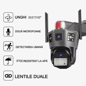 Camera de supraveghere dubla 5K cu cartela SIM 4G si senzor de miscare - Img 2
