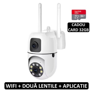 Camera video de supraveghere dubla cu doua lentile Wireless Wi-Fi - Img 4