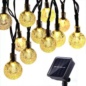 Ghirlanda luminoasa solara tip Glob,cu 50 LED-uri lumina calda de exterior - Img 1