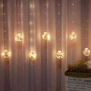 Instalatie pentru craciun tip globuri cu LED si figurine Mos Craciun, 10 globuri - Img 5