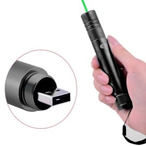 Laser pointer verde 100 mW cu incarcare prin USB si 5 capete 3D - Img 5