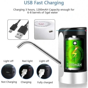 Pompa electrica cu incarcare prin USB si acumulator, pentru bidoane apa - Img 3