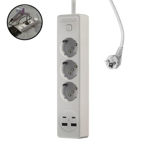 Prelungitor JORTAN OG2203 cu 3 prize, 2 porturi USB si 2 Type C - Img 1