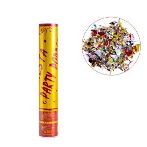 Set 3 lansatoare Confetti Party Popper cu folie aurie multicolor, 75 cm - Img 3