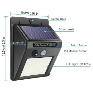 Set 5 lampi solare cu 30 LED-uri SMD,senzor de miscare si senzor de lumina - Img 3