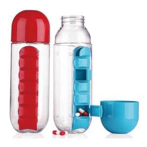 Sticla de apa cu organizator pentru medicamente si vitamine, Pull and Vitamin - Img 2