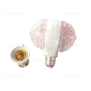 Bec rotativ dublu multicolor cu proiectie lumini disco 6 Watt - Img 2