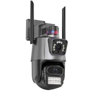 Camera supraveghere dubla cu senzor de miscare si alarma, aplicatie V380 Pro