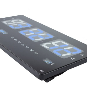 Ceas digital de perete cu temperatura si data, LED-uri culoare albastra JH4622 - Img 2