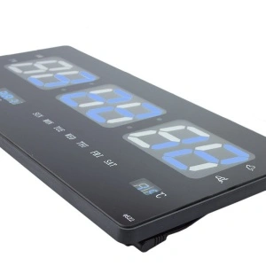 Ceas digital de perete cu temperatura si data, LED-uri culoare albastra JH4622 - Img 2