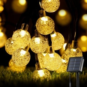 Ghirlanda luminoasa solara tip Glob,cu 50 LED-uri lumina calda de exterior - Img 2