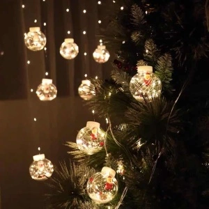 Instalatie pentru craciun tip globuri cu LED si figurine Mos Craciun, 10 globuri - Img 6