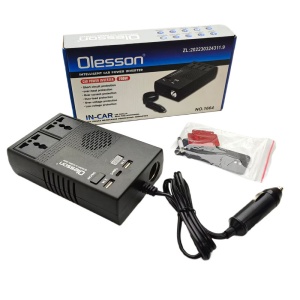Invertor auto Olesson convertizor 12-24V la 220V AC cu Display, putere 200 W - Img 1