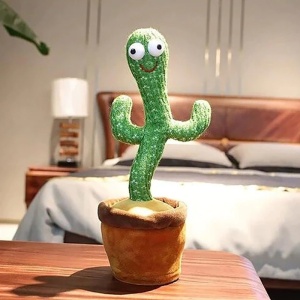 Jucarie de plus Cactus dansator cu acumulator si cablu USB - Img 4