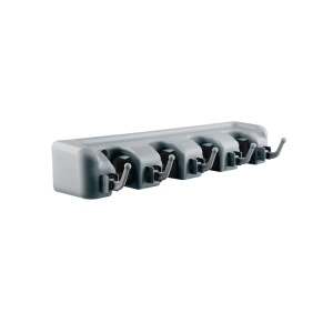 Organizator multifunctional de perete matura si mop, cu 5 carlige si 4 locasuri