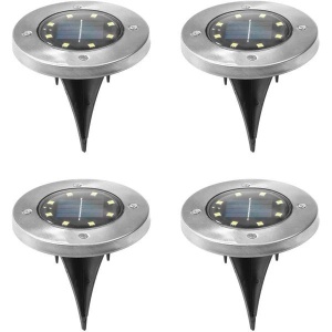 Set 4 Lampi solare cu 8 LED-uri in forma de disk,Disk Lights - Img 1