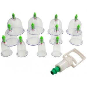 Set de 12 ventuze terapeutice cu vacuum pentru masaj
