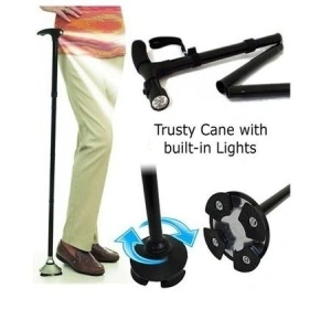 Baston telescopic de sprijin pliabil Trusty Cane cu lanterna si pivoti stabilizatori - Img 2