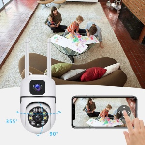 Camera video de supraveghere dubla cu doua lentile Wireless Wi-Fi - Img 2