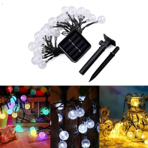 Ghirlanda luminoasa solara tip Glob,cu 50 LED-uri lumina calda de exterior - Img 3