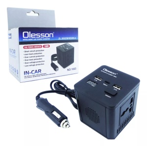 Invertor auto 150W 12/24V Olesson DC la 220V AC cu 2xUSB - Img 1