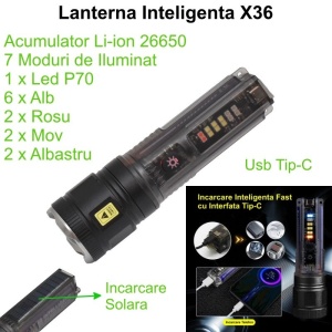 Lanterna profesionala de mana Transparenta cu Led P70+6 Smd - Img 2