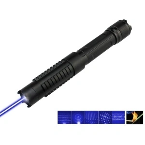 Laser pointer albastru 50000 mW cu acumulatori si 5 capete 3D