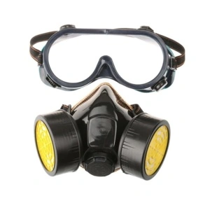 Masca de protectie si ochelari cu 2 filtre de carbon activ, pentru lucru in mediu chimic