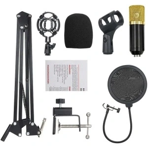 Microfon profesional de Studio Condenser BM-700 cu stand inclus pentru inregistrare - Img 6