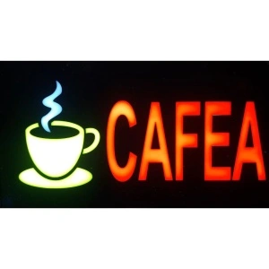 Reclama luminoasa Panou tip Neon LED interior mesaj CAFEA - Img 3
