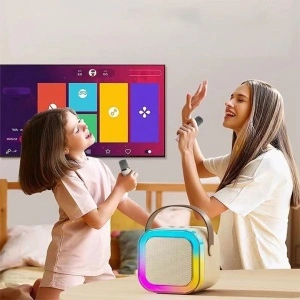 Set 2 microfoane pentru Karaoke cu boxa portabila K12 - Img 2