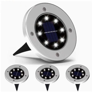 Set 4 Lampi solare cu 8 LED-uri in forma de disk,Disk Lights - Img 2