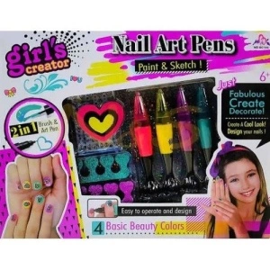 Set creativ unghii pentru fetite,Nail Art Pen cu 4 culori si accesorii incluse - Img 2