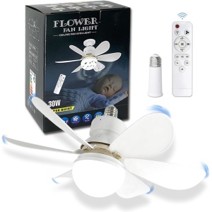 Ventilator de tavan cu LED 30W, Montaj E27/E26 tip Bec control de la distanta