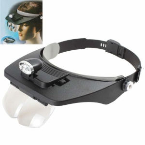 Viziera cozoroc cu 4 lentile lupe de schimb MG81001-A, si 2 lumini LED-uri - Img 1