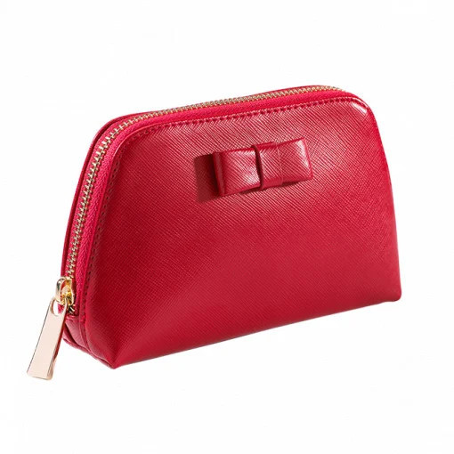 Kозметична чанта кожа Saffiano Lilly Red - Img 1