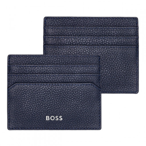 Луксозен кардхолдър от естествена кожа BOSS Classic Grained Navy