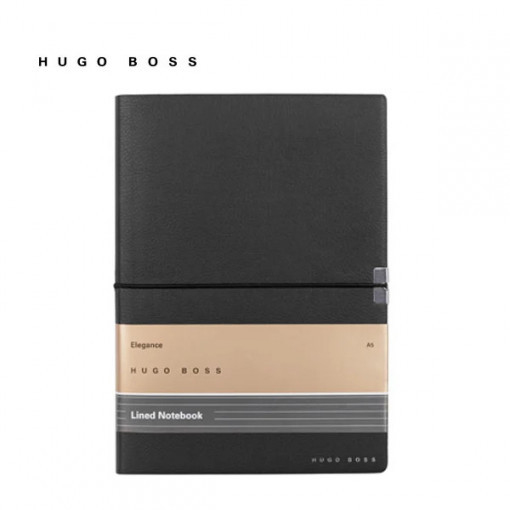 Луксозен тефтер с ластик без дати А5 Hugo Boss Black