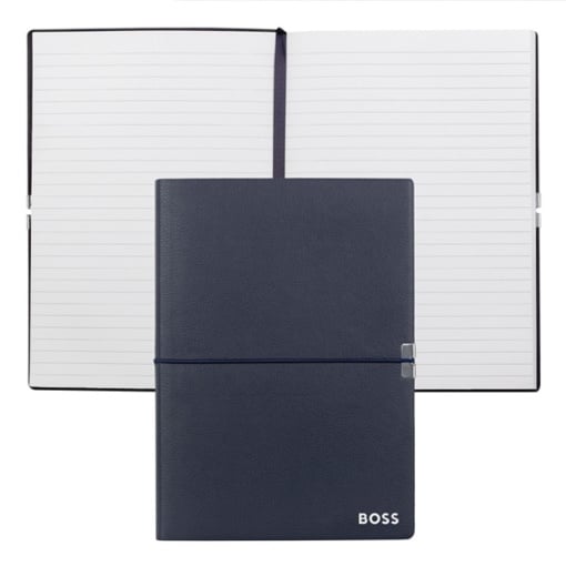 Луксозен тефтер с ластик без дати А5 Hugo Boss Navy