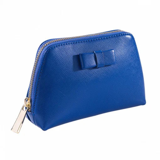 Kозметична чанта кожа Saffiano Lilly Blue - Img 1