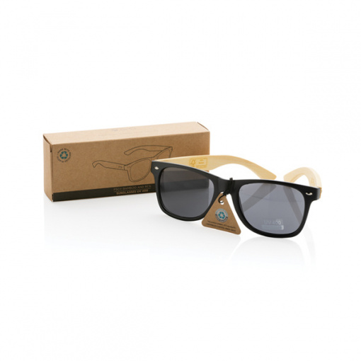 Слънчеви очила от бамбук и рециклирана пластмаса RCS - Black