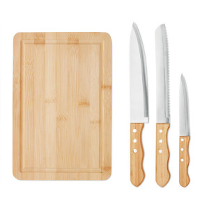Бамбуков комплект ножове с дъска за рязане SHARP CHEF - Img 4