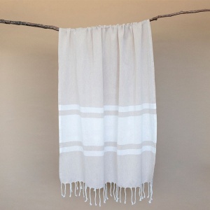 Голяма плажна кърпа за двама - Namoku Fouta – Beige - Img 5