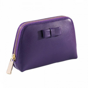 Kозметична чанта кожа Saffiano Lilly Blue - Img 3
