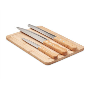 Бамбуков комплект ножове с дъска за рязане SHARP CHEF - Img 5