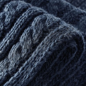 Шал плетен Cable Knit Melange, 168см х 27см синьо - Img 3