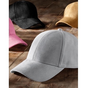 Шапка с козирка 6 панелна Faux Suede Light Grey - Img 3