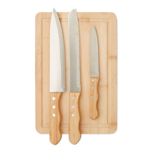 Бамбуков комплект ножове с дъска за рязане SHARP CHEF - Img 1